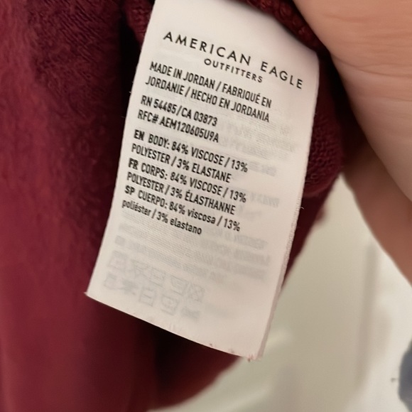 American Eagle Maroon Soft & Sexy Plush Long Sleeve Shirt Small - Picture 3 of 4